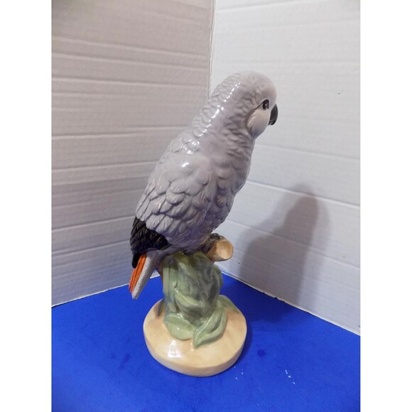 NEW Ceramic Parrots Statue Figurine Tropical Home Decor Birds African Gray - Picture 2 of 6